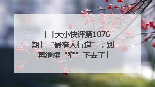 「大小快评第1076期」“最窄人行道”，别再继续“窄”下去了
