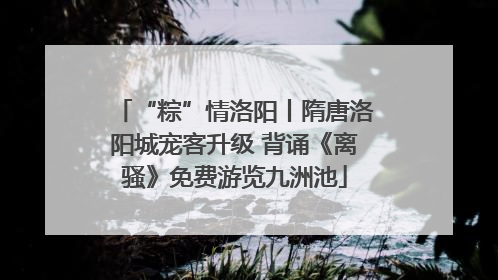 “粽”情洛阳丨隋唐洛阳城宠客升级 背诵《离骚》免费游览九洲池