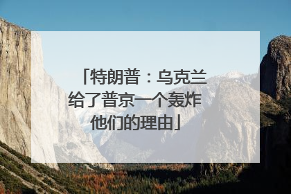 特朗普：乌克兰给了普京一个轰炸他们的理由