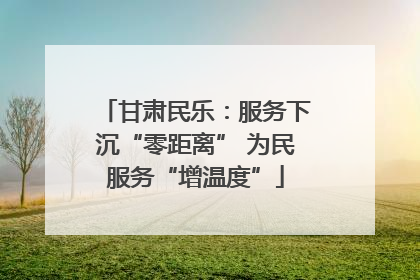 甘肃民乐：服务下沉“零距离” 为民服务“增温度”