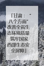 甘肃：“八个方面”改善全省生态环境质量 筑牢国家西部生态安全屏障
