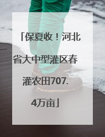 保夏收！河北省大中型灌区春灌农田707.4万亩