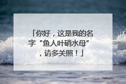 你好，这是我的名字“鱼人叶硝水母”，请多关照！