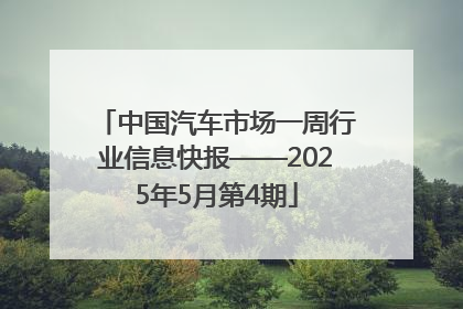 中国汽车市场一周行业信息快报——2025年5月第4期