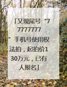 又现尾号“77777777”手机号使用权法拍，起拍价130万元，已有人报名