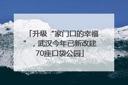升级“家门口的幸福”，武汉今年已新改建70座口袋公园