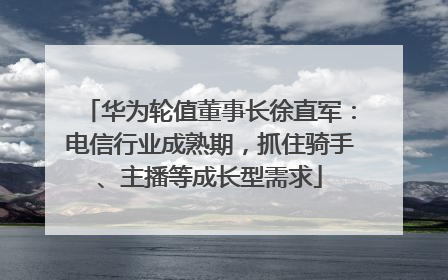 华为轮值董事长徐直军：电信行业成熟期，抓住骑手、主播等成长型需求