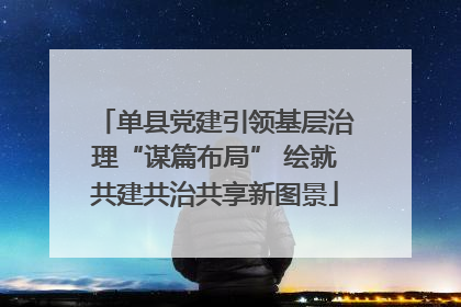 单县党建引领基层治理“谋篇布局” 绘就共建共治共享新图景