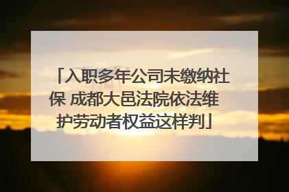 入职多年公司未缴纳社保 成都大邑法院依法维护劳动者权益这样判