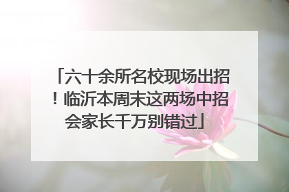 六十余所名校现场出招！临沂本周末这两场中招会家长千万别错过