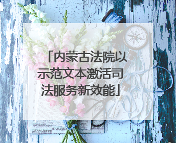 内蒙古法院以示范文本激活司法服务新效能