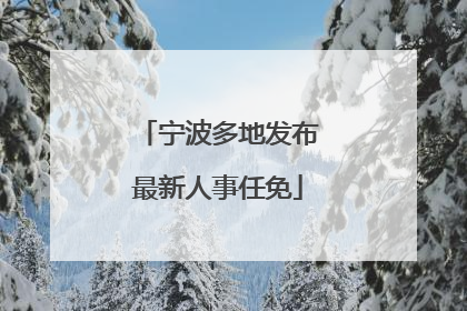 宁波多地发布最新人事任免