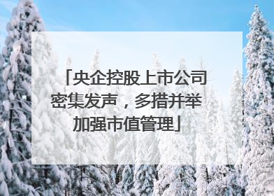 央企控股上市公司密集发声，多措并举加强市值管理