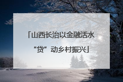 山西长治以金融活水“贷”动乡村振兴