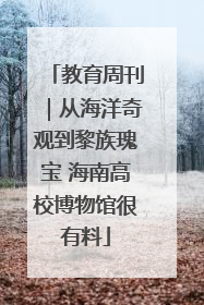 教育周刊｜从海洋奇观到黎族瑰宝 海南高校博物馆很有料