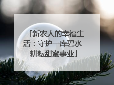 新农人的幸福生活：守护一库碧水 耕耘甜蜜事业