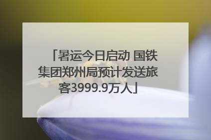 暑运今日启动 国铁集团郑州局预计发送旅客3999.9万人