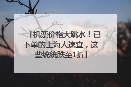 机票价格大跳水！已下单的上海人速查，这些统统跌至1折