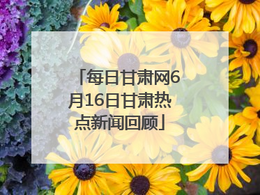 每日甘肃网6月16日甘肃热点新闻回顾