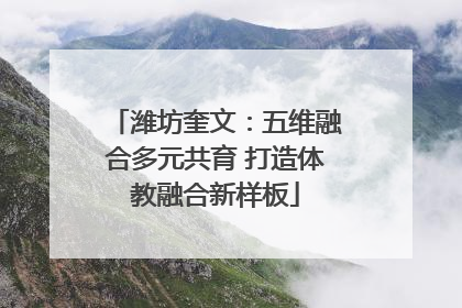 潍坊奎文：五维融合多元共育 打造体教融合新样板