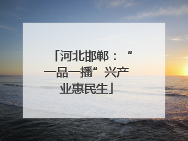 河北邯郸：“一品一播”兴产业惠民生