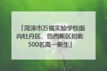 菏泽市万福实验学校面向牡丹区、鲁西新区招收500名高一新生