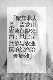 聚焦北大荒｜青龙山农场有限公司：基层民兵参与农业环境综合治理显效