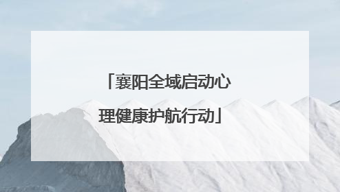 襄阳全域启动心理健康护航行动
