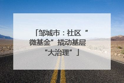 邹城市：社区“微基金”撬动基层“大治理”