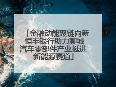 金融动能聚链向新 恒丰银行助力聊城汽车零部件产业挺进新能源赛道