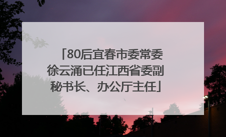 80后宜春市委常委徐云涌已任江西省委副秘书长、办公厅主任